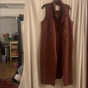 Long sandy brown suede vest